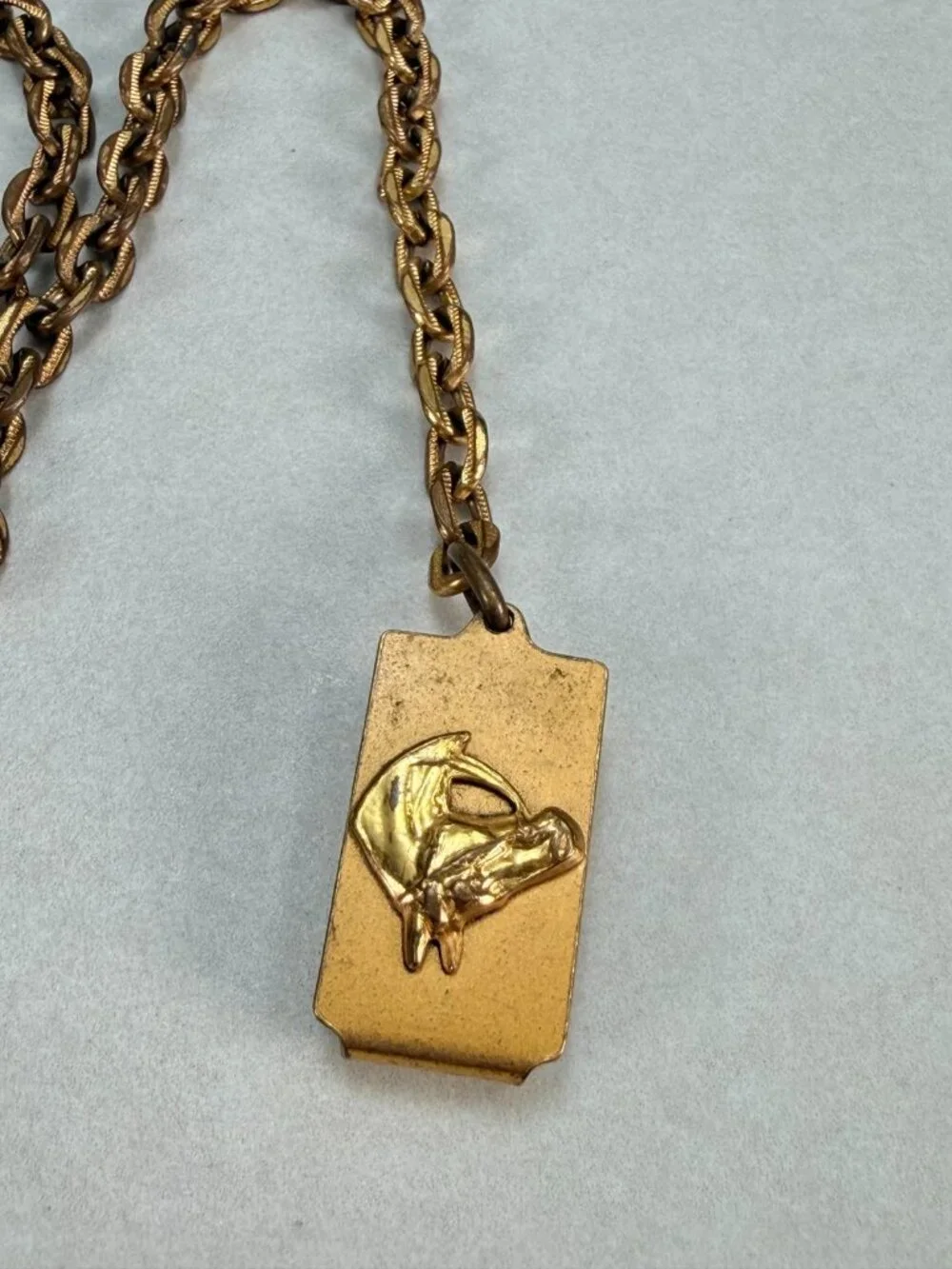 Vintage Rare Horse Head Folding Watch Fob Pocket Watch Chain GoldTone Equestrian